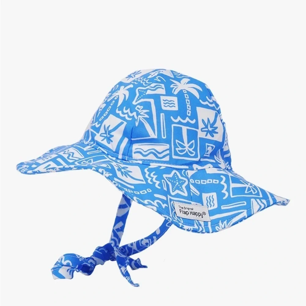 Flap Happy UPF 50+ Floppy Hat Blue and White Sun Hat Size Xl NWT